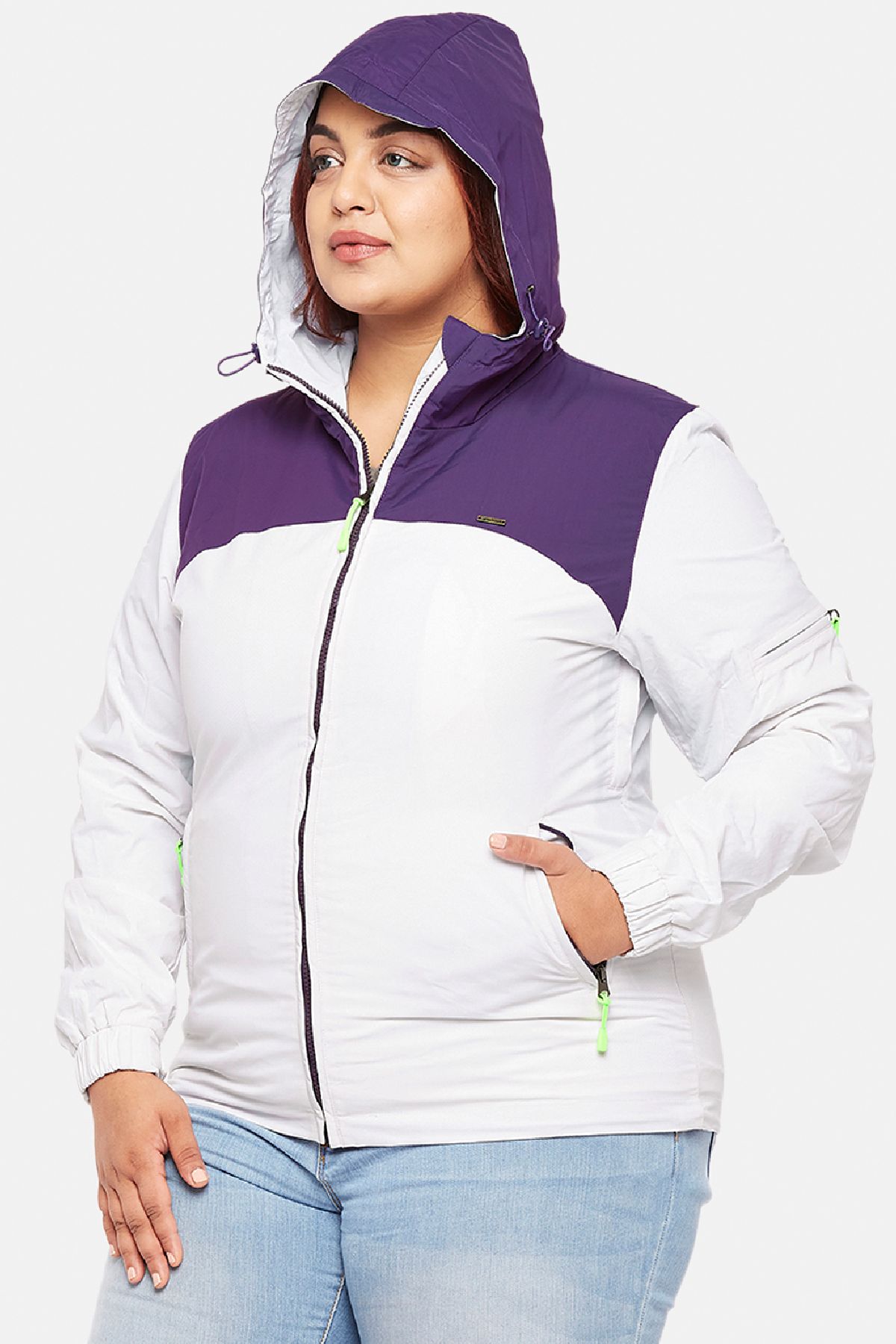 Hardshell Waterproof Jacket Plus Size- Purple